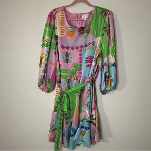 Sugarlips Dillard’s Abstract Tropical Tie Waist Dress 3X